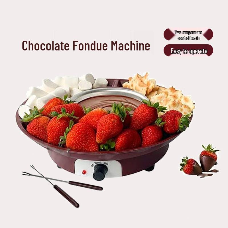 Electric Hot Chocolate & Cheese Fondue DIY Set with Qiaolezi Crispy Cheese Melting Pot