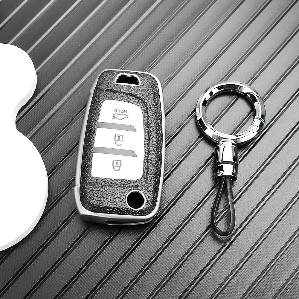 Leather TPU Shell Fob Car Flip Key Case Cover Holder For Hyundai I30 I35 I40 KONA Genesis Santa Fe Elantra Solaris Tucson Azera