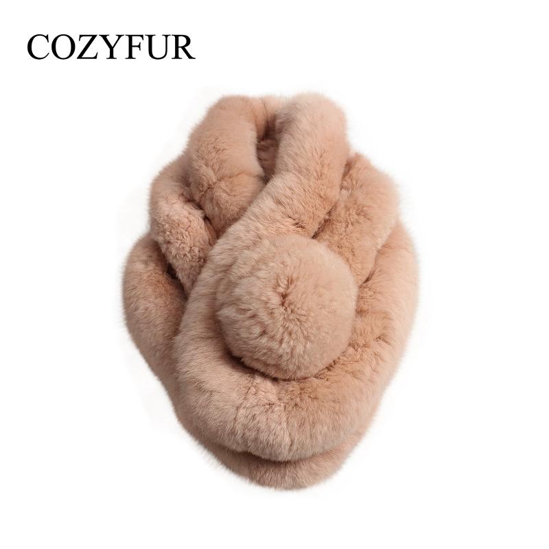 Rex Rabbit Hair Scarf Women's Autumn and Winter Korean Version Thickened Warm Plush Fur Scarf Mao Mao Collar Real Hair