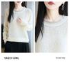 Lace Bead-Embellished Wool Sweater with Loose Comfortable Fit and Exquisite Lace Design for Fall/Winter Versatile Style
