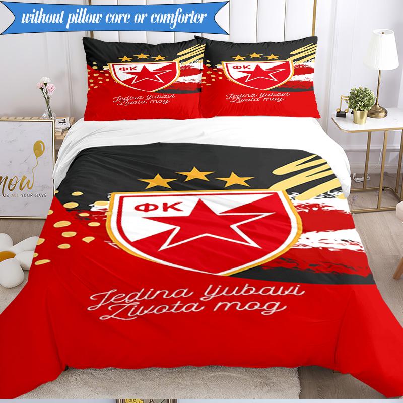 3PCS Crvena Zvezda Bedding Set 2D Printing (Includes 1 Duvet Cover + 2 Pillowcases Coreless), Bedroom decor,Fan Gift