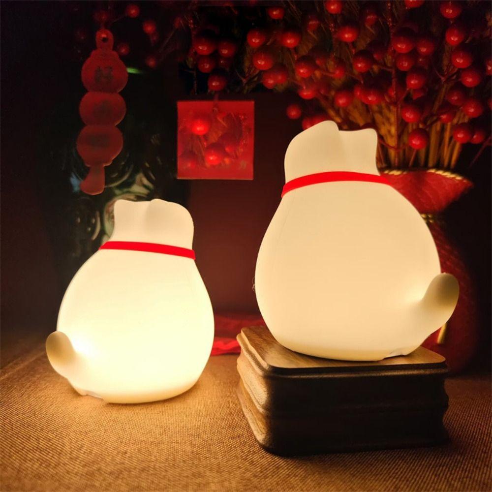 USB Rechargeable Color Changing Cat Night Light Soft Silicone Cute Cordless Touch Light 3 Modes RGB Nursery Sleeping Lamp