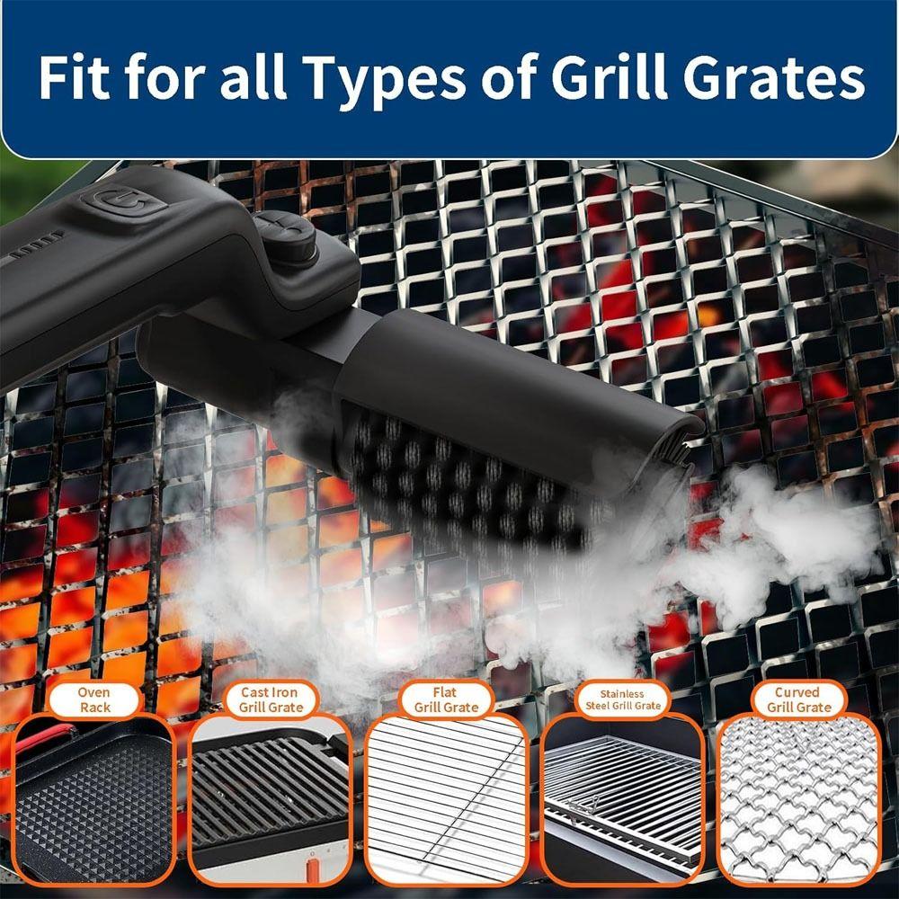 Stainless Steel Electric Wireless Rotary Grill Brush 3-Speed 180° Adjustable Wireless Grill Brush with Gloves BBQ Cleaner Brush