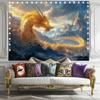Golden Dragon Tapestry Majestic Wall Hanging with Fantasy Landscape for Bedroom and Living Room Decor Perfect Gift