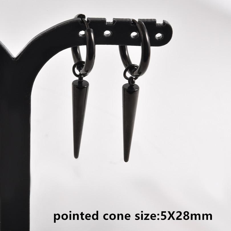 Nicht verblassend Unterschiedliche Länge Spitzkegel Hängeohrringe Edelstahl Runde Creolen für Damen Herren Schmuck Ohrpiercing Geschenk