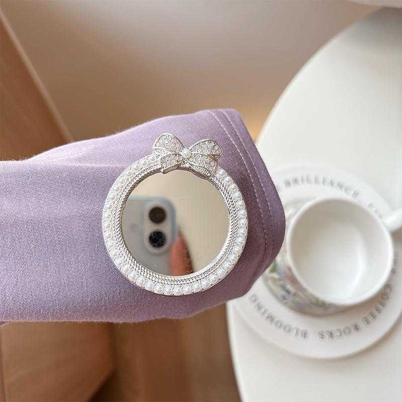 

Pearl Crown Bow Tie Mirror Mobile Airbag Bracket Women Internet Celebrity Watching TV Desktop Lazy Ring Wholesale