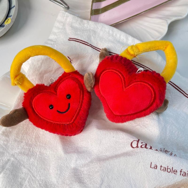 1Pcs Adorable Heart-Shaped Keychain Creative Plush Toys Cute Concentric Lock Dolls Birthday Gifts For Close Friend Wedding Gifts