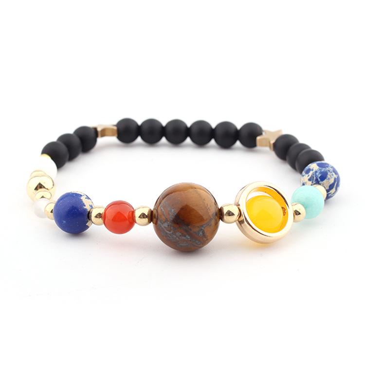 Top-Selling Galaxy Solar System Bracelet: Natural Stone Beads, 8 Planets, Guardian Star, Seven Chakra Bangle