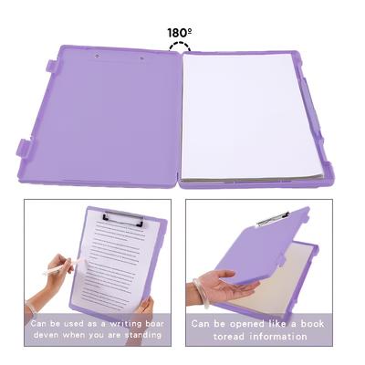 Clipboards with Storage, Plastic Storage Clipboard with Low Profile Clip, Binder Clipboard Folder Side-Opening,Office Supplies