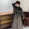 Unisex Children's Casual Striped Knit Sweater - Soft Retro Autumn/Winter Wear 2025