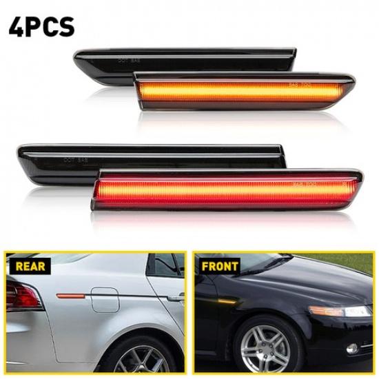 2/4pcs For 2004-08 Acura Smoked TL Lens Front & LED Rear Side Marker Light LH&RH