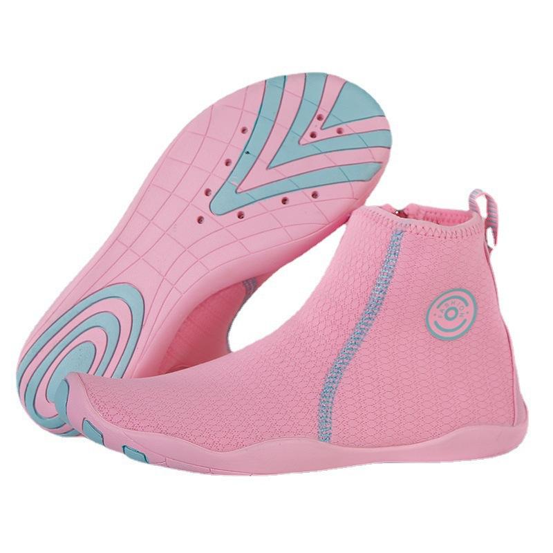 Damen High-Top rutschfeste Strandschuhe mit Reißverschluss, Schwimmschuhe, Sommer, schnell trocknend, atmungsaktiv, Paar-Fitnessschuhe