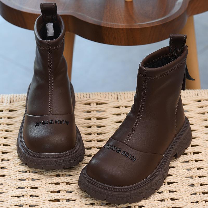 Vattentäta Läder Bomullsstövlar för Flickor - Höst/Vinter 2025 Martin-stil