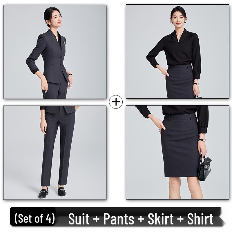 Women's Collarless Suit Jacket - 2024 Spring/Autumn High-End Salon and Hotel Reception Professional Workwear Set