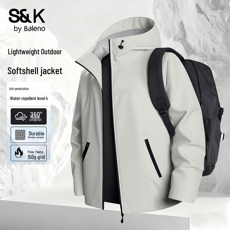 Baleno S&K Series Men's Winter Fleece-Lined Outdoor Hooded Jacket
