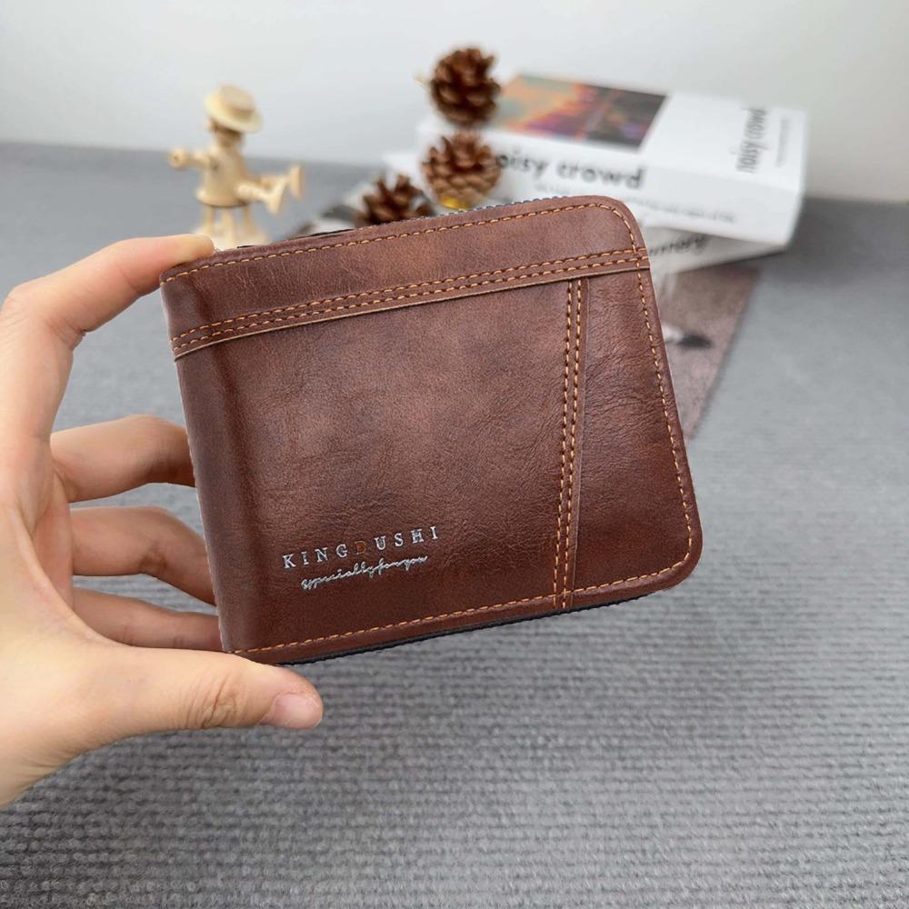 Multifunctional Male Coin Purse Pu Business Card Holder Portable Men's Short Wallet  Outdoor