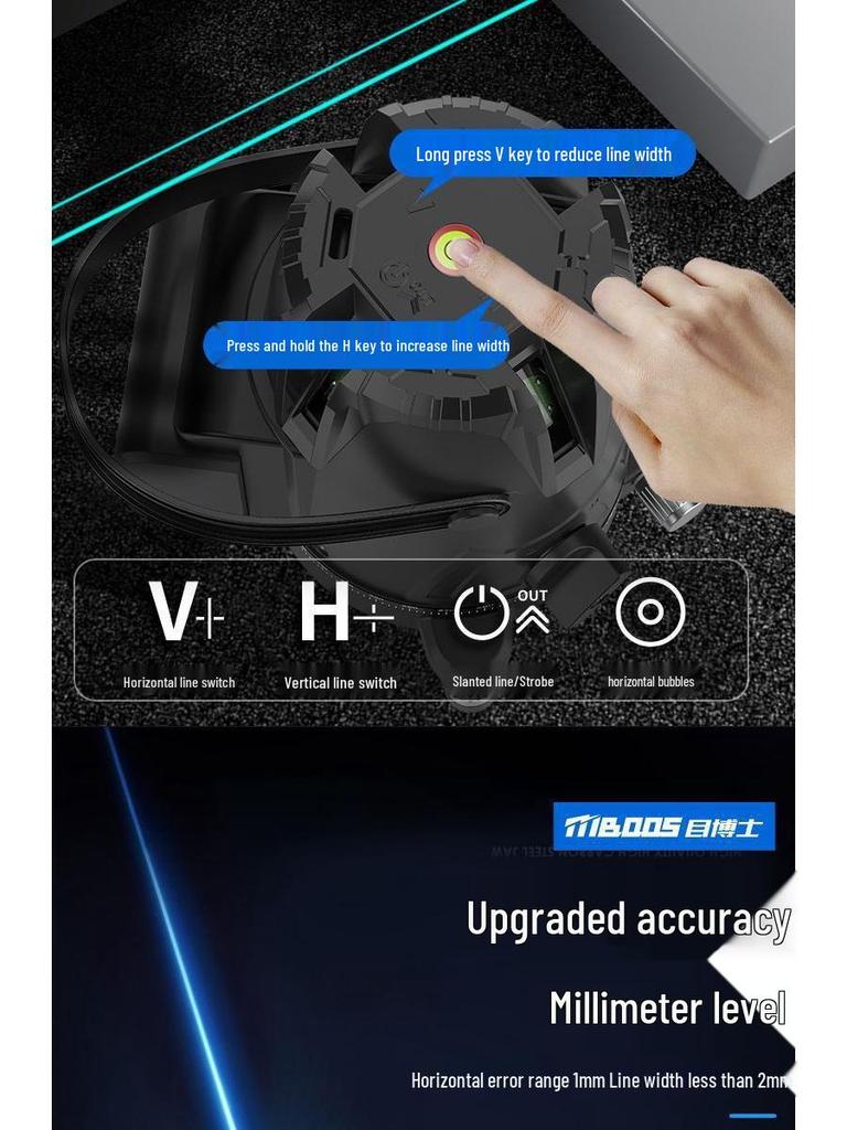 Vysoce přesná infračervená 5-liniová laserová vodováha pro stěnu a podlahu, samonivelační, zelené světlo, pro venkovní použití