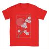 Neuheit Japanische Kirschblüten Grafik mit Sonne T-Shirt Unisex Rundhals Reines Baumwoll-T-Shirts Kurzarm T-Shirt Oberteile