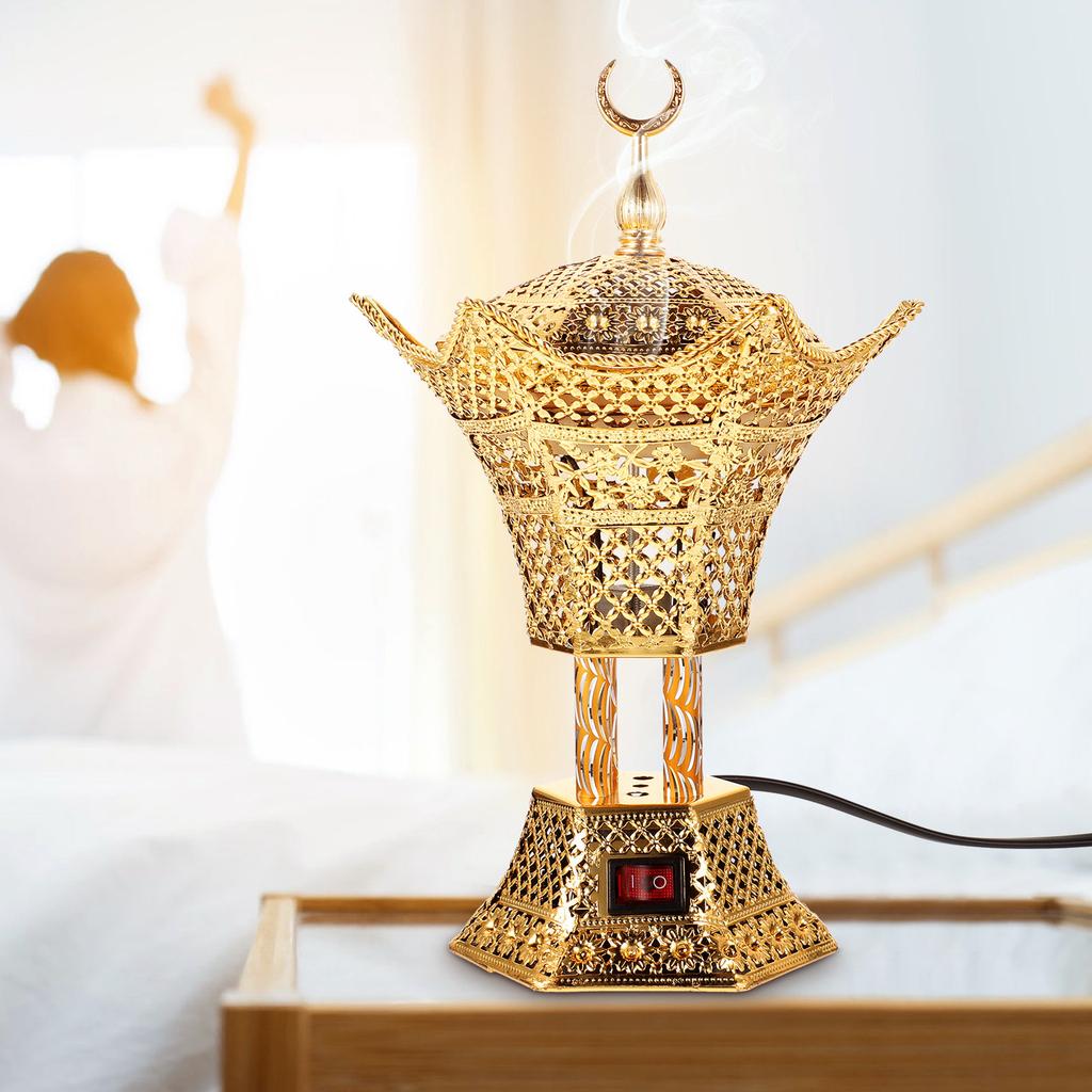 Electric Incense Burner with Eu Plug Desktop Censer for Home Decor Office Study Yoga Room Vintage Aroma Burner Centerpiece