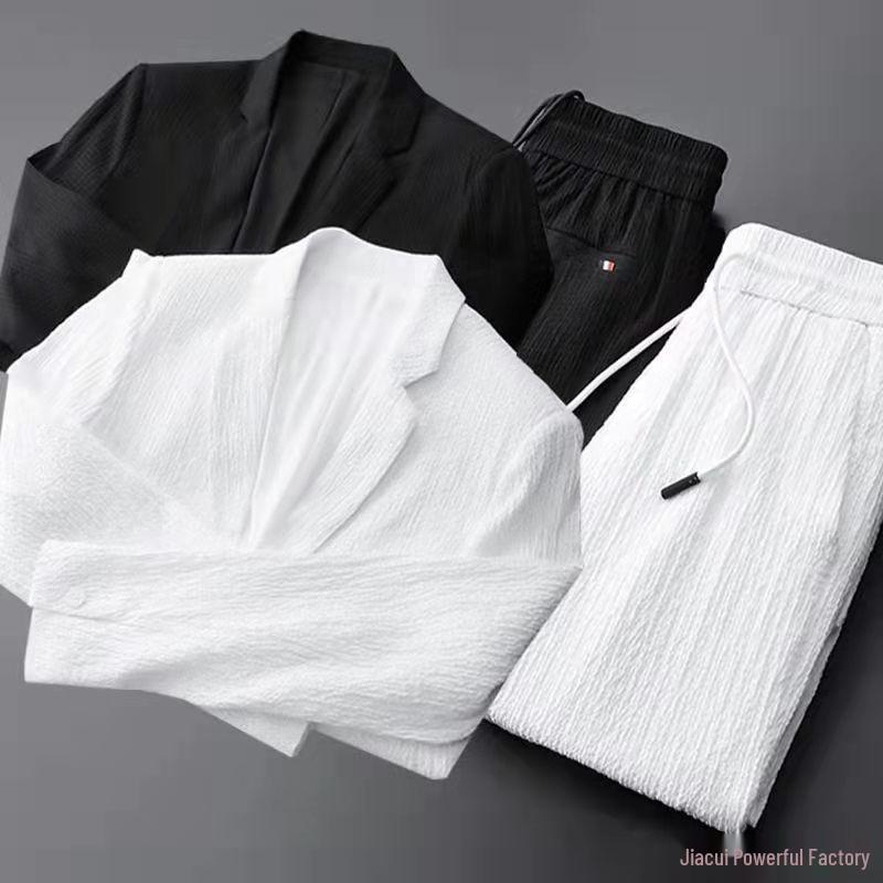 Men's Spring Fashion Slim Fit Suit: Korean Style Long Sleeve Two-Piece Set