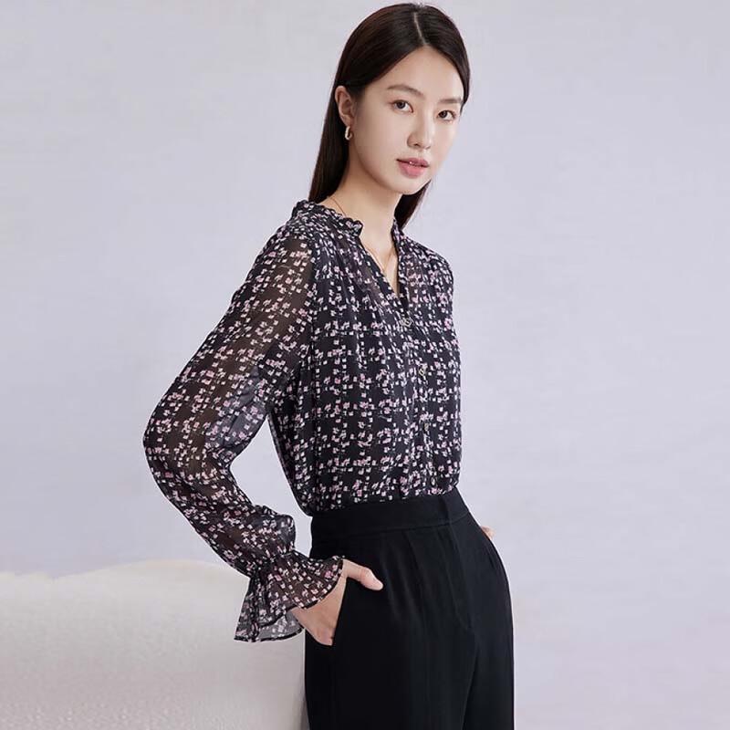 JESSIE Ruffle V-Neck Floral Flare Sleeve Blouse JMCAB066 M