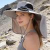 Solar Fan Hat with Neck Flap UV Protection Hat with Solar Fan USB Rechargeable Breathable Men Summer Outdoor Fishing Wide Brim Bucket Cap