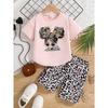 Summer Fashion Girls' Set, Cartoon Cute Glasses, Girls' Cool and Breathable Short-sleeved Patterned Shorts Set