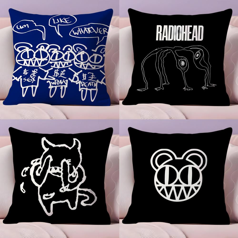 B-British Band Radioheads Cushion Cover Plush Fabric Soft Double-Sided Printed Sofa Warm Winter Home Gift Pillow Cover