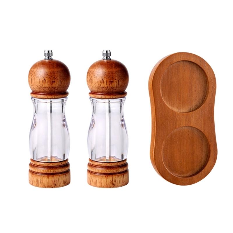 Manual Wood Peppers Grinder Adjustable Coarseness Peppers Mill Refillable Manual Salt Grinder Kitchen Tool Easy to Use