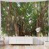 Ancient tree landscape tapestry, retro oil painting wall hanging, Bohemian home art decoration, living room and bedroom tapestry