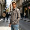Men's Long Sleeve Plaid Button Down Shirt with Collar for Casual Everyday Wear