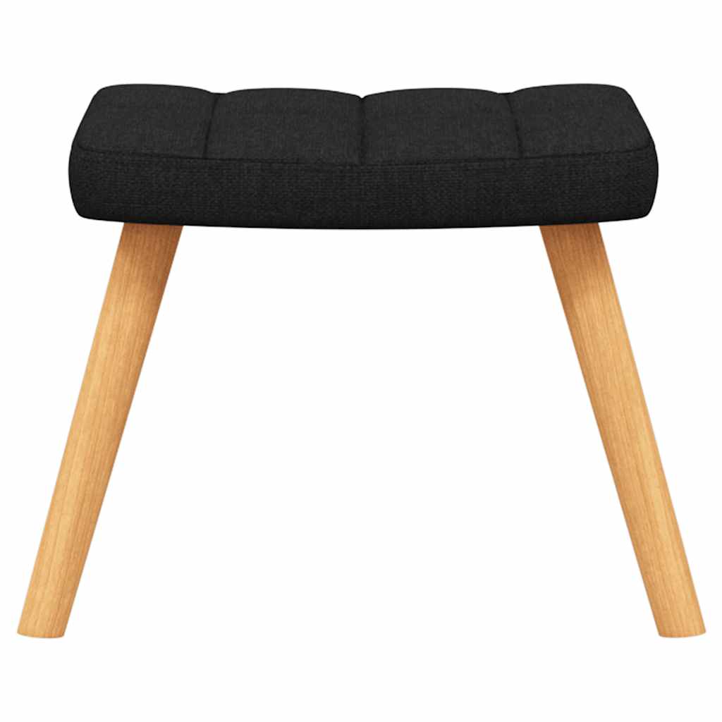 Relax Chair with Footstool Black Fabric