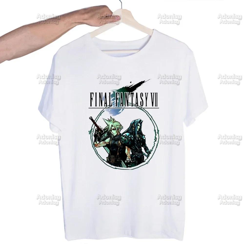 Final Fantasy 7 Fan Art Harajuku Men's Tshirt Printed Unisex Short Sleeve T-shirt Cool Cartoon Casual Male Streetwear Tops