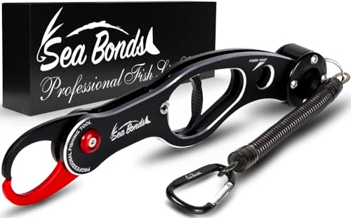 Seabons Fish Grip, Ultra-Lightweight, Rust-Resistant Aluminum Alloy Fish Grip, 30kg Load Capacity, Fishing Grip, Carabiner, Seabons, Red