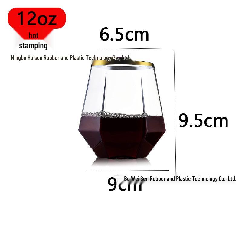 PET Plastic Egg-Shaped Footless Wine Glass, 12oz-16oz, Transparent
