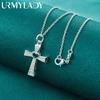 URMYLADY 925 Sterling Silver Cross Love 16-30 Inch Pendant Necklace For Women Wedding Fashion Jewelry