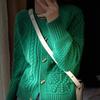 Women's Thick Wool Knit Cardigan - Raglan Sleeve Horn Buckle Pullover