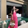 Women's Summer Holiday Seaside Hanging Neck Backless Big Swing Long Dresses