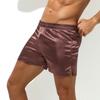 Calzoncillos tipo bóxer para hombre Tela de satén Cintura elástica Cintura media Abertura lateral Ropa de estar por casa Ropa para dormir