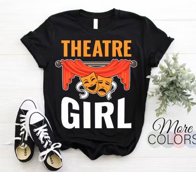 New T-Shirt Theatre Girl Acting Masks T-Shirt, Musical Drama Actor Actress Funny