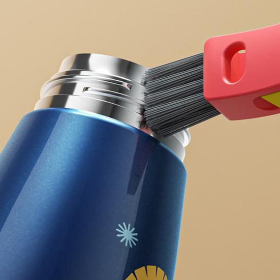 3 In 1 Crevice Brush Food-Grade Safe Spiral Cleaner with Scraper Stiff Brush Portable Foldable Design Bottles Cups Cleaning Scrubber