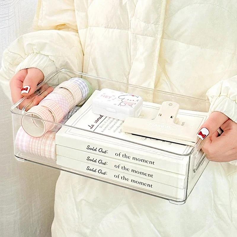 Caja de almacenamiento de acrílico, caja de plástico transparente para cosméticos de escritorio, caja para mascarillas faciales, caja para la piel, caja de almacenamiento para refrigerador