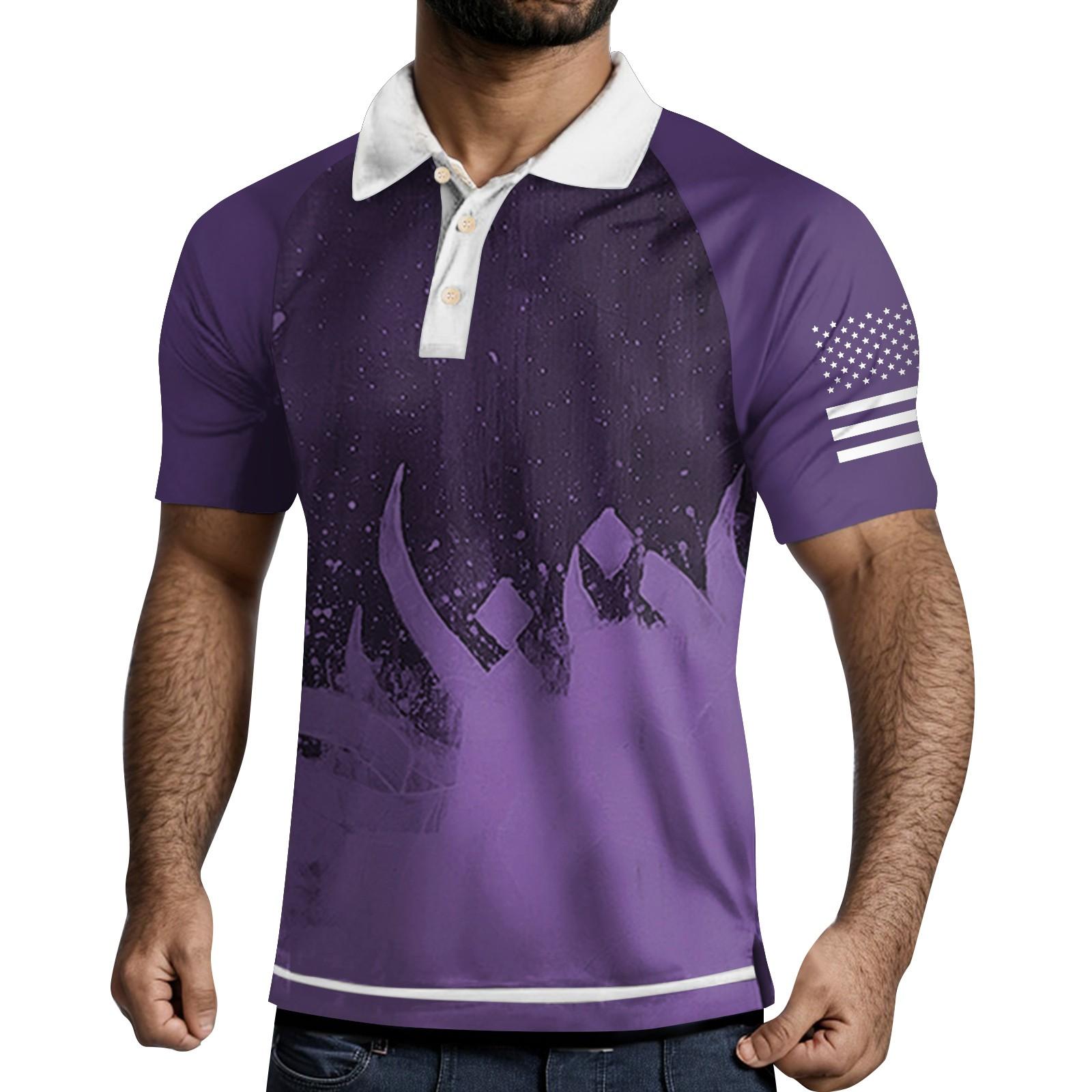 

Мужская рубашка с коротким рукавом и тремя пуговицами и лацканами XXXXL фиолетовый