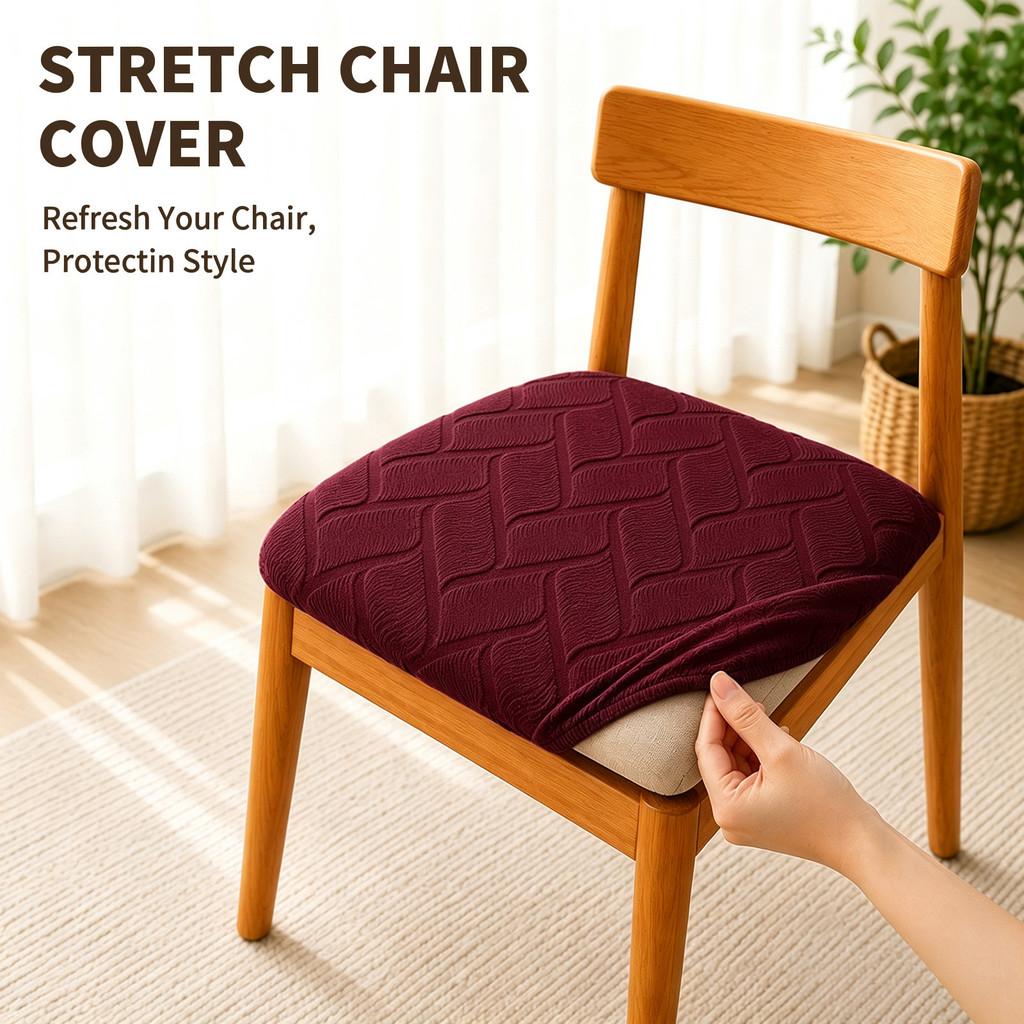 Modern Geometric Polyester Chair Cover With Anti Slip Dustproof For Home Dining Room Decor
