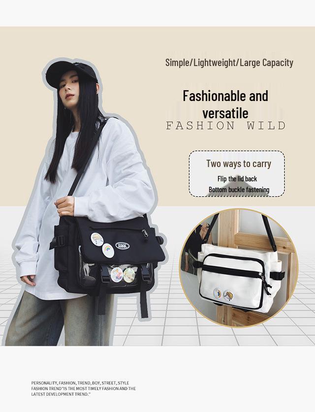 Korean-Style Versatile Messenger Backpack: Trendy Large-Capacity Crossbody for College Students