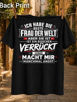 Beste Frau Der Welt Verruckt Relationship Joke Bold Red Relationship Joke Typography With Hearts Unisex All Tshirt