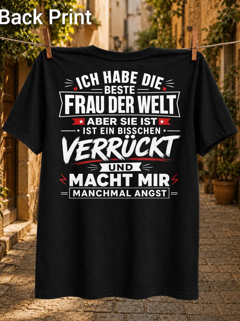 Beste Frau Der Welt Verruckt Relationship Joke Bold Red Relationship Joke Typography With Hearts Unisex All Tshirt