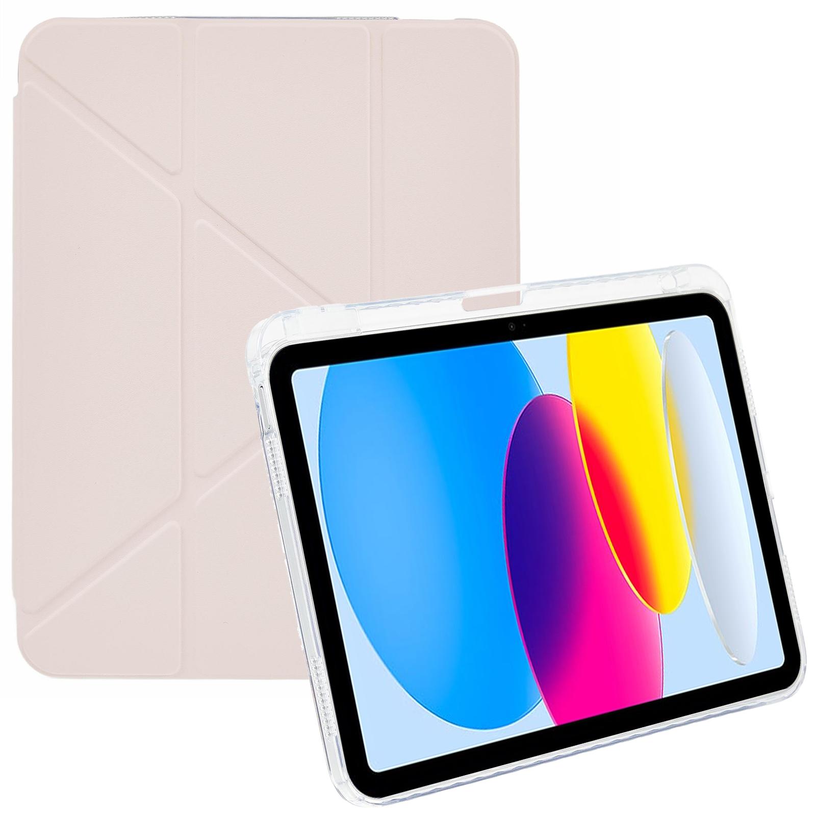 

For iPad (2025)/10.9 (2022) Case Origami Stand PU Leather Clear Back Tablet Cover D