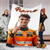 Personalizovaná deka s vlastním jménem - Design s potiskem Lando Norris, Deka na pohovku, postel, na cesty, kempování - Měkká a teplá, Skvělý dárek