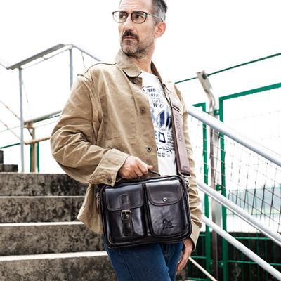 Quality Original Leather Design Male Shoulder Messenger Bag Cowhide Fashion Cross-body Bag Pad Tote Mochila Satchel Bag